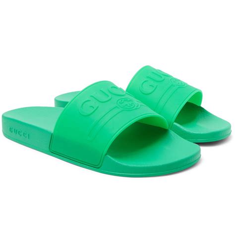 green rubber gucci slides|gucci rubber pursuit g slides.